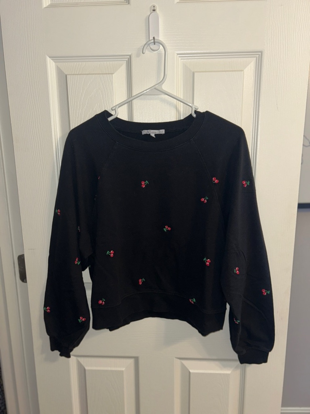 Black Cherry Embroidered Lightweight Sweatshirt - Women